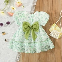 PEDORT GIRLSS Ljetne haljine Kid cvjetne pamučne djevojke oblače ljetna djevojka odjeća zelena, 6