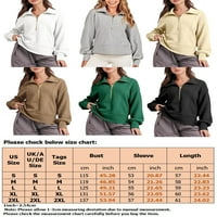 Niveer žene dukseri štand pulover sa ovratnikom Zip up dukserira labavi fit vrhovi dugih rukava sivi