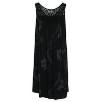 Ljetne haljine za žene tiskane scoop vrat kratka boemska haljina bez rukava Black XL