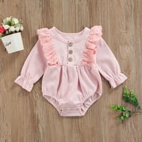 JXZOM TODDLER Djevojke za bebe Corduroy čipke ruffle dugi rukav Rompers Tumpsit BodySuit One Outfit