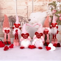 G. & Mrs Valentines Day Gnome Dekoracije, ručno rađena lutka za plišanu luku, g. I gospođa Scandinavian