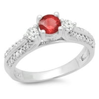 DazzlingRock kolekcija 14k okrugli rez Ruby & White Diamond ženski montirani zaručni prsten, bijelo