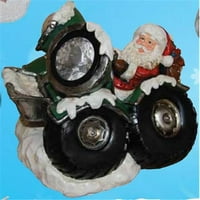 HomeBrite 9. In. Polyresin Santa vozi automobil sa LED svjetlom