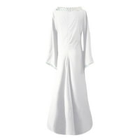 Ljetne haljine s dugim rukavima V-izrez Dužina sunčeve haljine bijeli xl