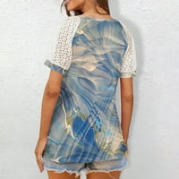 Hanas ženski gornji modni ljetni ljetni čipkani izrez dizajn kratki rukav majica V izrez majica Dressy