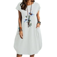 Olyvenn Rollback Fashion Ladies Sundress Loose Casual Tunic Midi haljine za žene Pamuk i posteljina