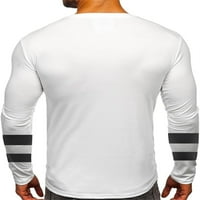 PLNOTME MENS casual dugih rukava majice u boji Blok Klasična posada Simple Slim Fit T majica vrhovi