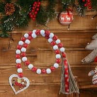 Burr Free Wood Bead Garland sa tasselima Pamučna konop za odmor Božićne gudačke perle Početna Dekor