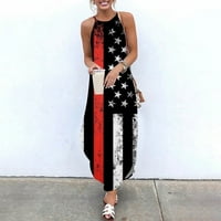 Badymincsl Dan nezavisnosti Ženska ljetna casual bez rukava Halter suknja od suknja Slit Maxi Dress