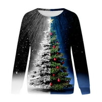 Dugi rukavi za žene Božićne print Crewneck bluza Moda Ležerne prilike bluza