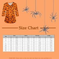 Tking modni vrhovi rukava za žene plus veličine V izrez Halloween Print majica Loose grafički džep bluza