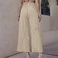 Široke pantalone za noge Ženske crteže Strappy pantazzo labave vrećice Srednja struka joga hlače Striped