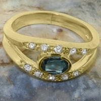 Britanci napravio 10k žuto zlato prirodno london plavi topaz & dijamantni ženski obećanje prsten - veličine
