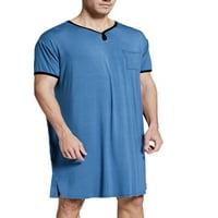 Muška noćna odjeća za noćne majice Veliki i visoki kratki rukav Henley Sleep Majica