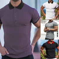 Muškarci s gumbom Majica kratkih rukava Summer Casual Sport Slim Fit mišićni vrhovi TEE Crni 2XL