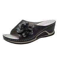Cvjetni klinovi Flip za žene visokokvalitetne ljetne sandale za sandale za plažu crne