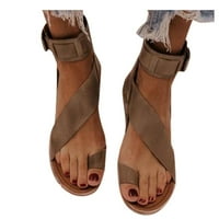 Juebong Clip nožni sandale za žene ravne cipele Vintage Western Flip Flops Ljetna plaža Boho ravne papuče,