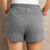 Gathrrgyp Hlače za ženske klirence $ +, ženska modna čvrsta boja plus veličine konopske kratke hlače