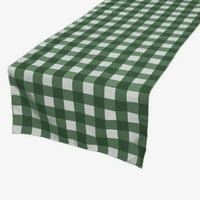 Pamučni ispis stol za trkač GINGHAM Checkered Hunter Green