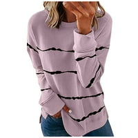 Ženske vrhove Crew Crw Striped bluza Ležerne prilike Modne majice s dugim rukavima Hot Pink 4xl
