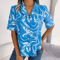 Ženske radne majice Poslovni casual Formalni bluza s kratkim rukavima za ženske gumb Rever V izrez Dame