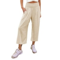 Booker Ženski High Squaist džepovi Elastični struk Čvrsto labave hlače Ležerne duge pantalone