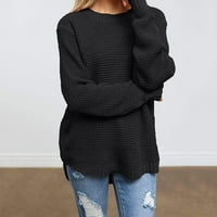 Džemper za žene Ženski dugi rukav okrugli vrat Čvrsti pleteni ležerni labavi predimenzionirani pulover