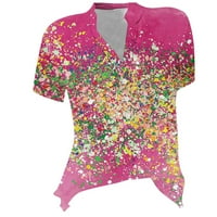 Majice za žene za žene V izrez bluza s kratkim rukavima Tuničke majice cvjetni tisak majica Lagane vrhove