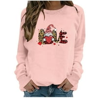 Juebong Žene Valentines Day Pulover Dukseri Dugi rukav Love Hark džemper Crewneck Casual Falls The Fells