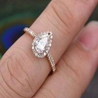 Classic Pear Cut Halo 1. CT Moissite & Diamond Angažman prsten u ruži