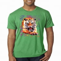 Divlji Bobby, Tiger Reguling Colorful Trippy Tie Boja za životinje Muns Premium Tri Blend Majica, Envy,