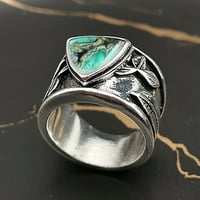 Trending nakit za teen djevojke Izvrsne dame prsten vintage tirkizni srebrni list prsten vjenčani prsten