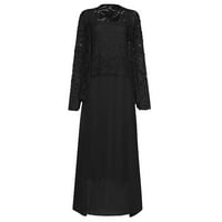 Ljetne haljine za žene Dugi rukav Dužina gležnja Ležerne prilike A-Line Solid Scoop Club Club Club Black