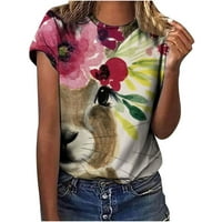 Amidoa ženski modni modni vrhovi smiješni prinde casual labava fit majica bluza za bluzu za ispis ljetna