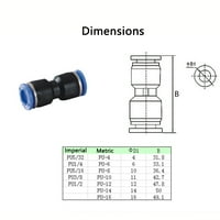 Ravni push konektori Brzo oslobađanje Pneumatske aprenti za vazduh Neobaveni za PU PE PVC