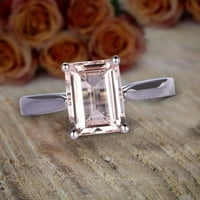 1. Carat Desinger Emerald Cut Peach Pink morgatitni angažman prsten sa 18k ružičastog zlata, osvjetljenje,
