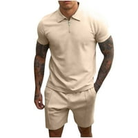 Meitianfacai kratki setovi Muška odjeća Muškarci Ležerne prilike Solid Clantdown Zip Pulover Sportski