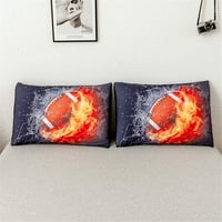 -Dake 3D Sports Fire košarka za posteljinu za teen dječake, prekrivač pokrivača sa jastučnicima, veličini