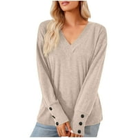 Košulje s dugim rukavima za žene Lagane posade labave ležerne prilike pulover tiska
