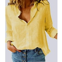 Ženski piling plus veličina V izrez kratki rukav na vrhu labave radne košulje sa džepom smeđe 2xL