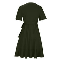 IOPQO Ljetna haljina Ležerne haljina Ljeto Ženska tiskana malog V izrez za rušenje rukava haljina za