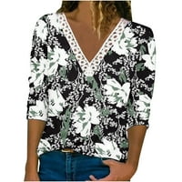 Hait Ladies Leopard Print Boho bluza Elegantni cvjetni tiskani vrhovi Odmor do majica rever