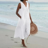 Duga maxi haljina s kratkim rukavima za žene ljetna cvjetna print plaža Seksi V izrez Vintage Side Split