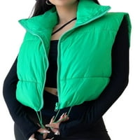NJSHNMN zip-up kaput puffer prsluk za žene vodootporna prsluka podstavljena vjetrovska jakna, bijela, m