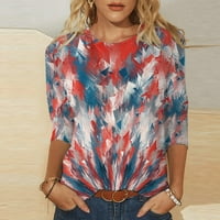 PBNBP Weens Fals Fashion Womenska tiskana majica s dugim rukavima Bluza Okrugli vrat Ležerne prilike