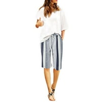 Ženske pamučne pamučne pantalone sa džepom ljetovitih popusta na čvrste visoke elastične strugove za