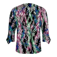 Capreze Dame majica Floral Print Majica V izrez Ljetni vrhovi Bluza Soft Tunic Kratki rukav Tee Rose