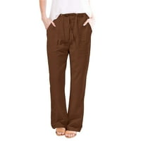 TUPHREGYOW ženske pamučne hlače za čišćenje trendi Lood široke noge pantalone modne planinarske hlače