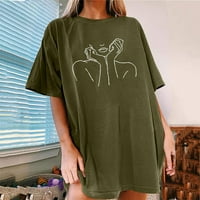 Glonme Women Ljeto vrhovi Dugme T majica V izrez Majica Dnevni odjeća Comfy Pulover Casual Kratki rukav
