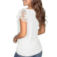 Drpgunly vrhovi za žene V izrez Tee majica rebrasta obložena majica kratkih rukava Basic Knit Top bluza